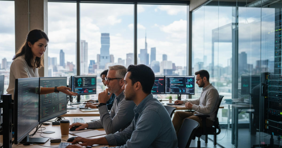 Office team analyzing cybersecurity data