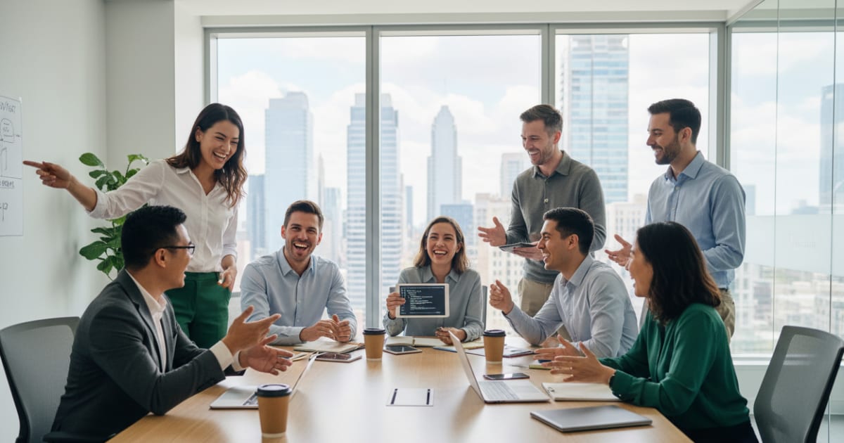 Diverse IT team discussing retention