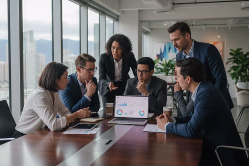 Diverse team discussing IT as a Business Risk