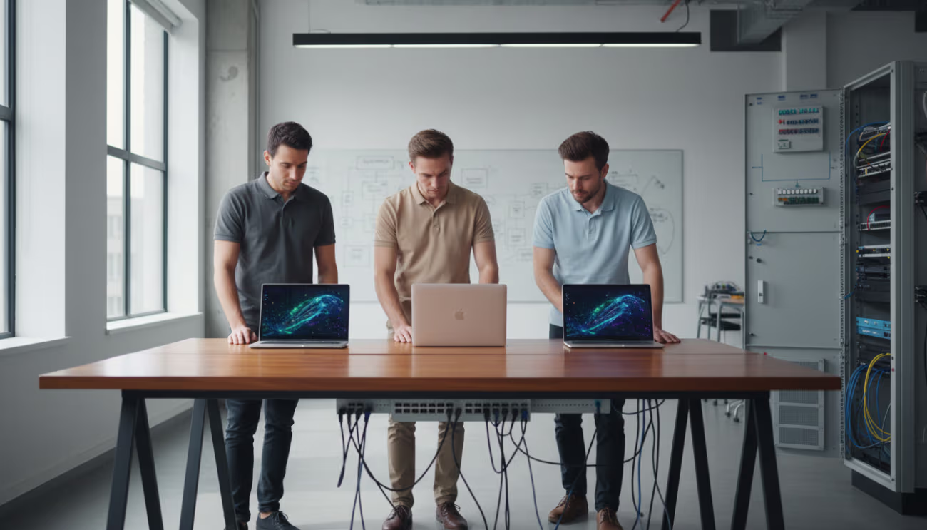 Technical team discussing network segmentation benefits