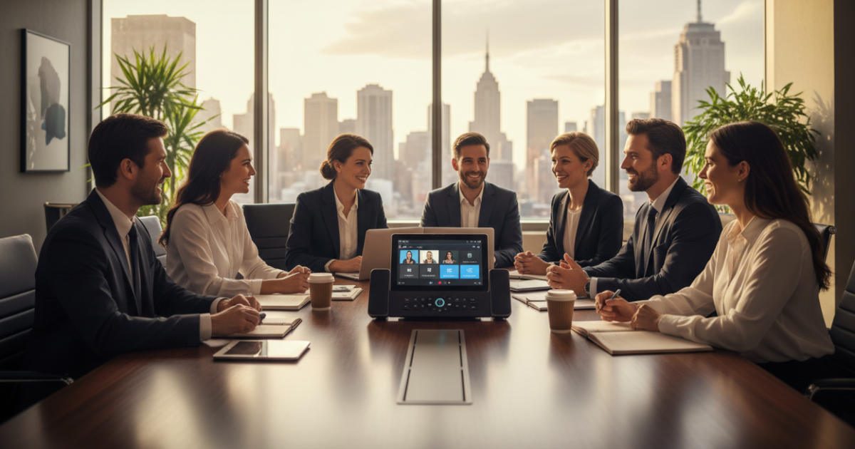 Professionals discussing Secure VoIP System
