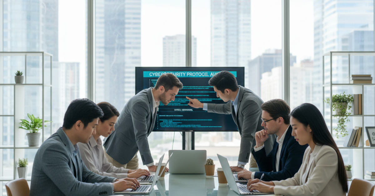 Team reviewing SMB Cybersecurity Checklist