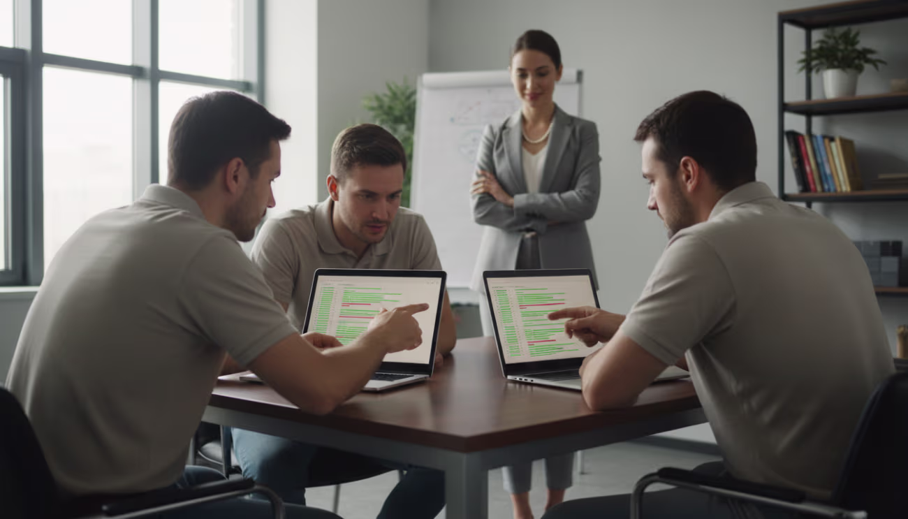 Team reviewing SMB cybersecurity checklist