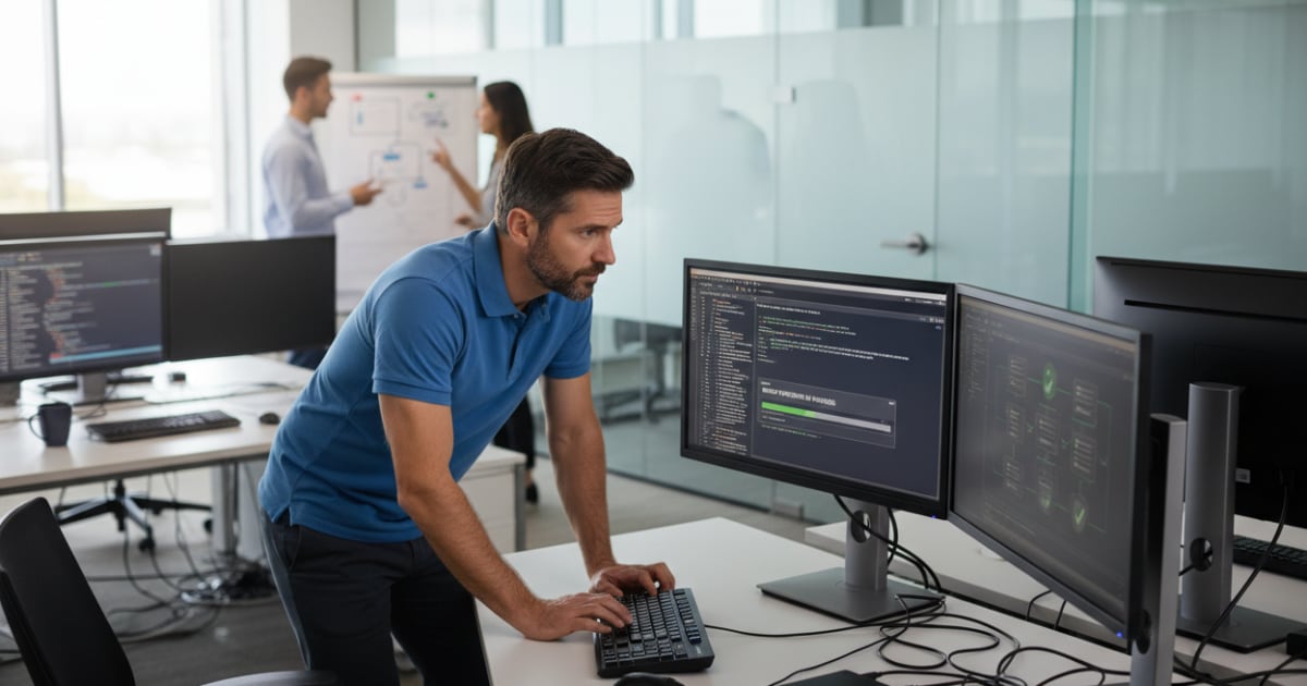 IT technician performing verify backup restore