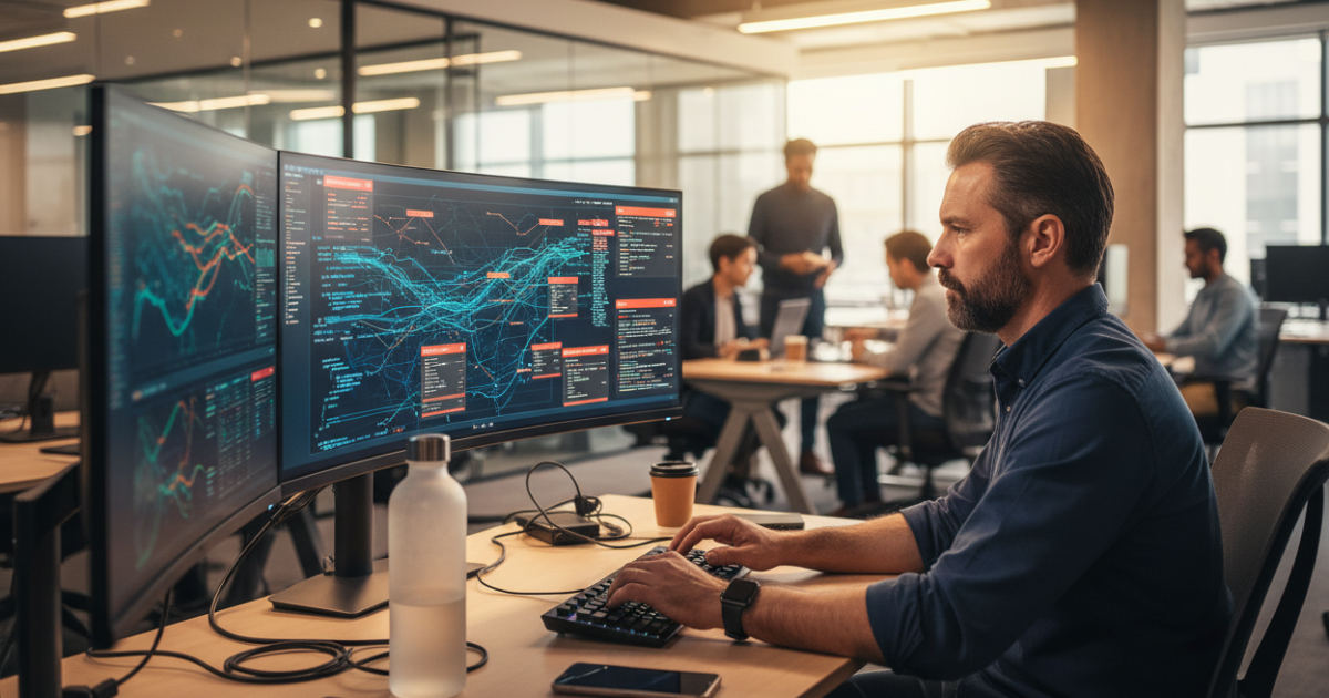 IT professional analyzing cybersecurity incident signs