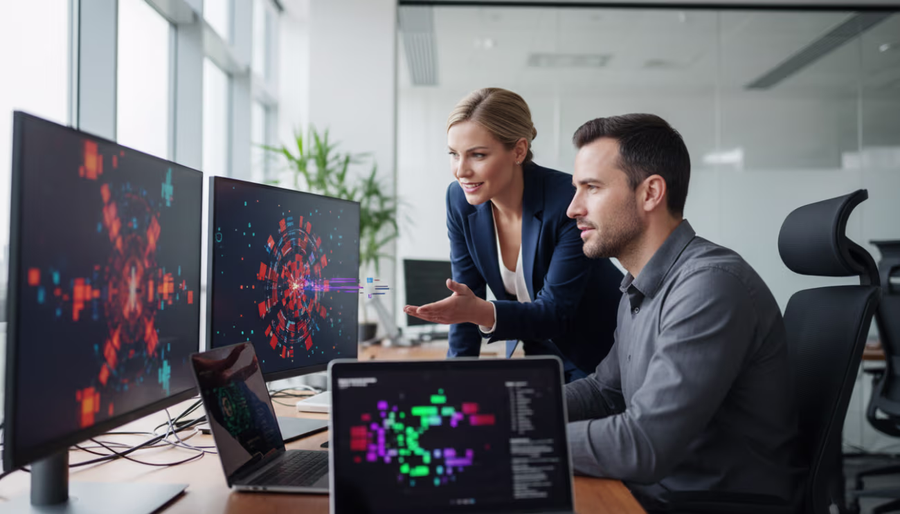 IT team analyzing cybersecurity signs