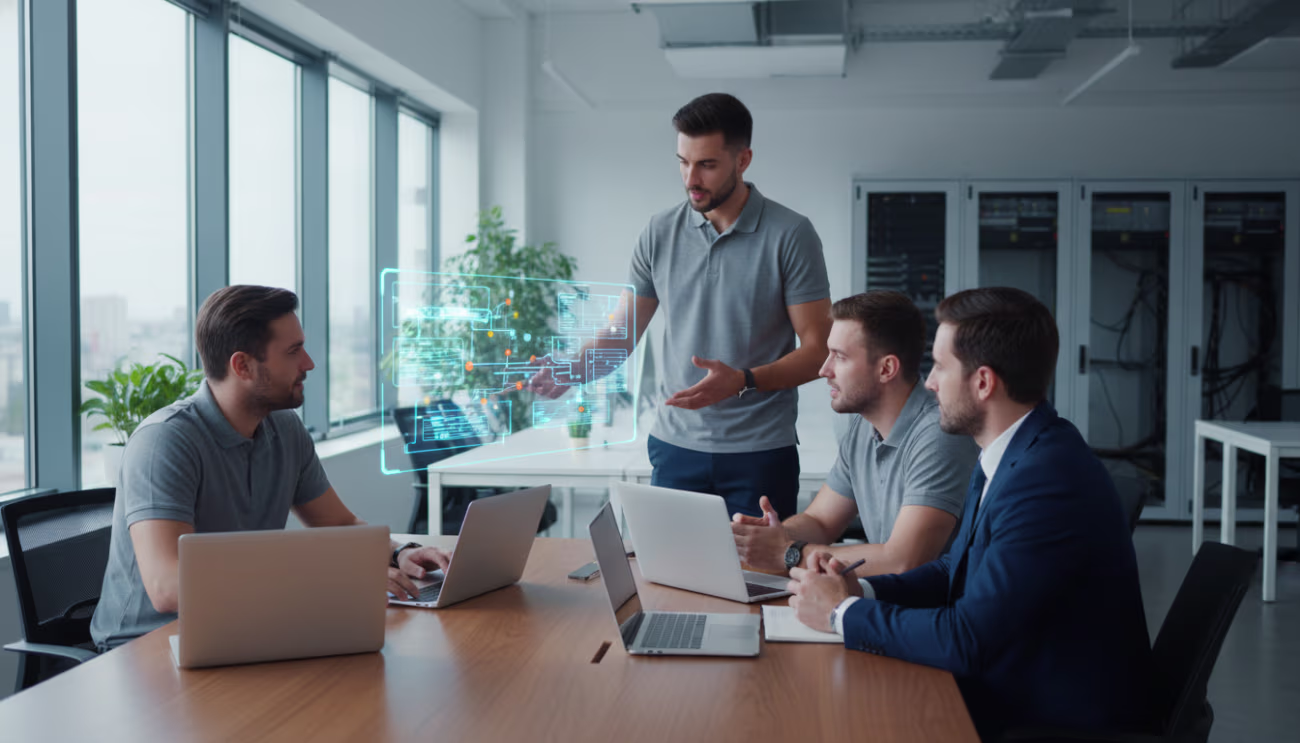 IT team discussing infrastructure decisions