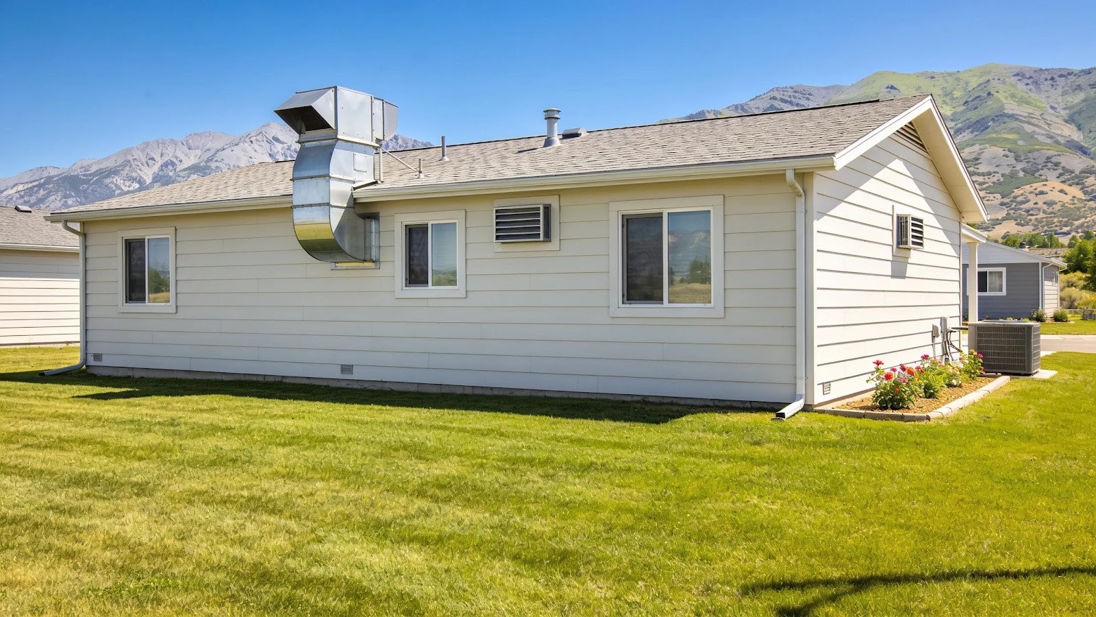 Outdoor view of a home with ventilation systems emphasizing fresh air exchange