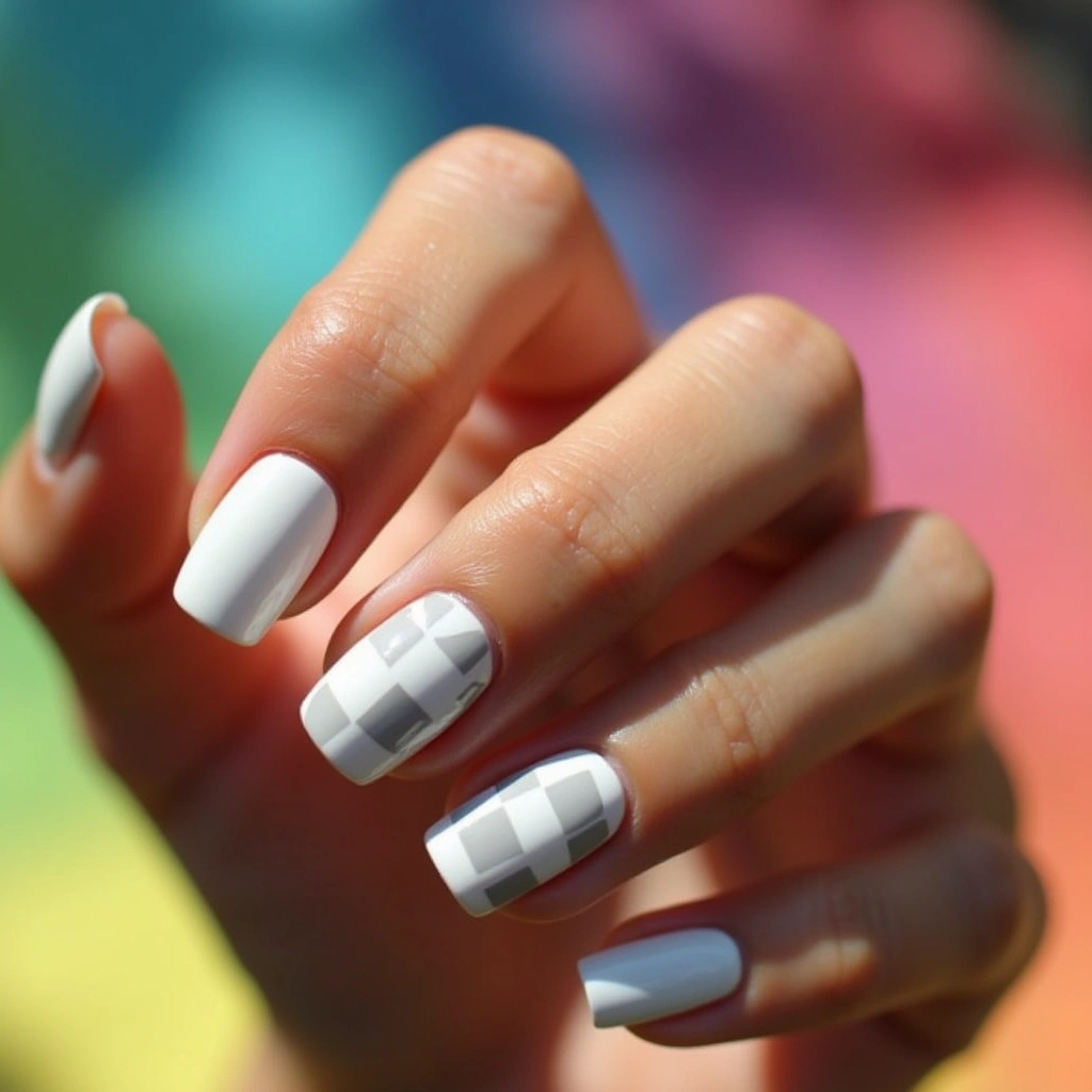 Elegant White Checkered