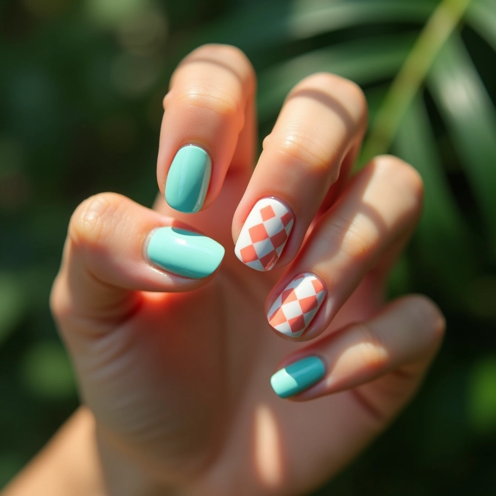 Beachy Turquoise Checkered