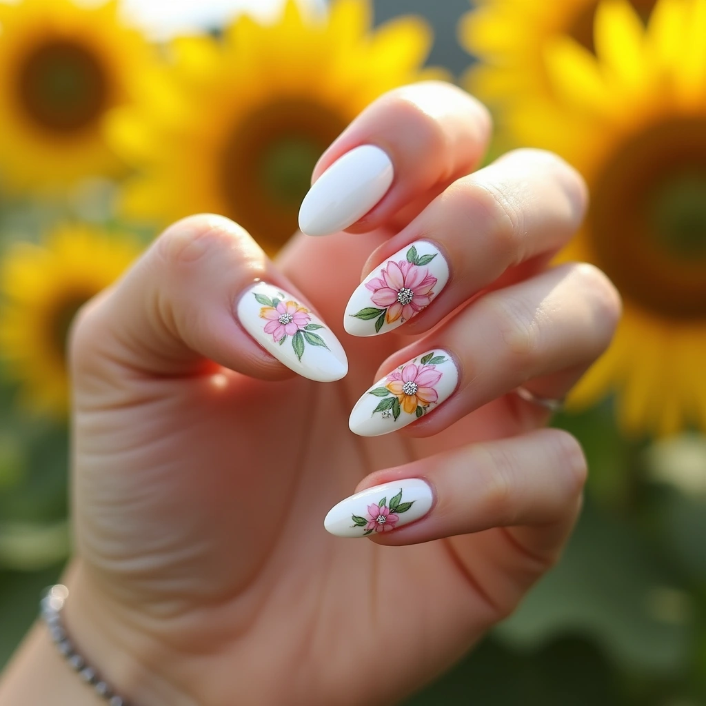 White With Diamond Florals