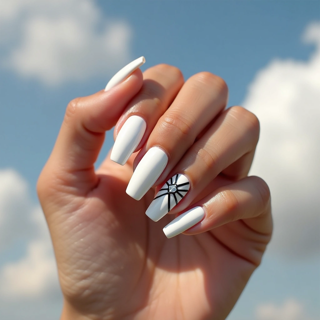 White With Diamond Stripes