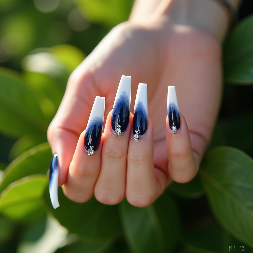 White With Diamond Ombre