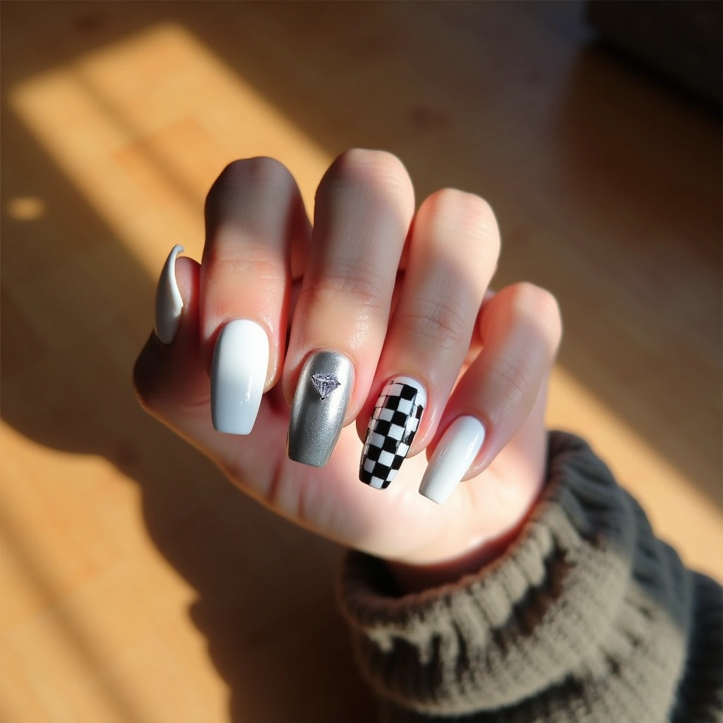 White With Diamond Checkers