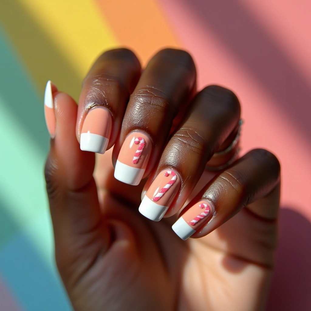 Candy Cane Peach Christmas French