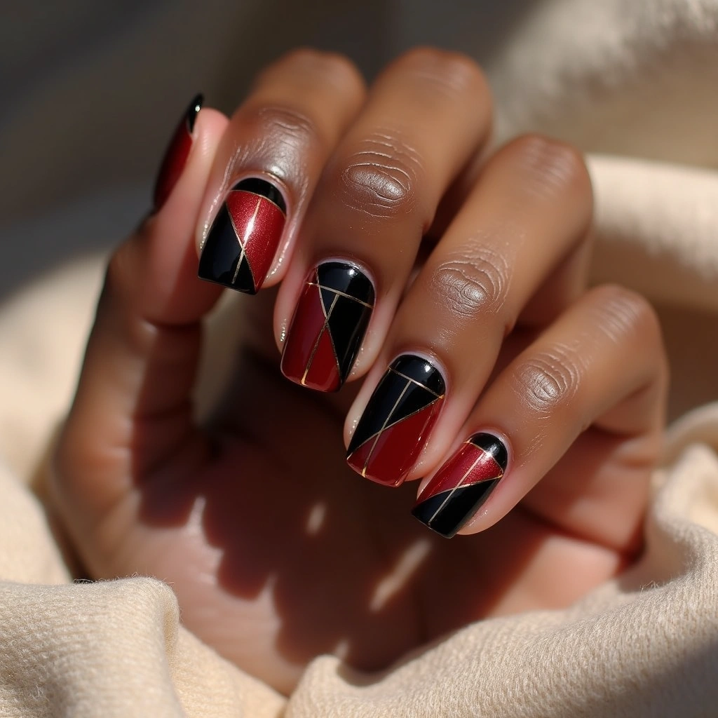 Black And Red Ombre Geometric