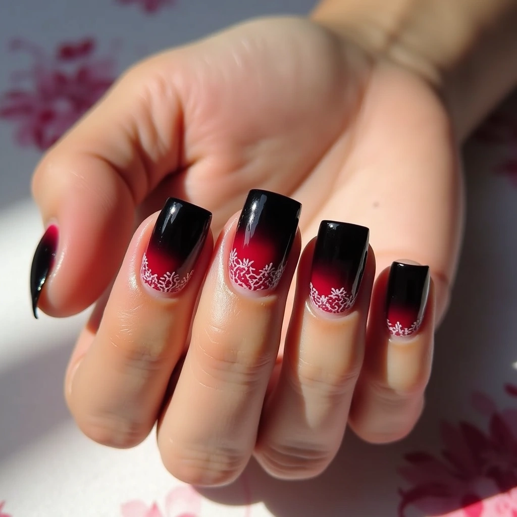 Black And Red Ombre Lace