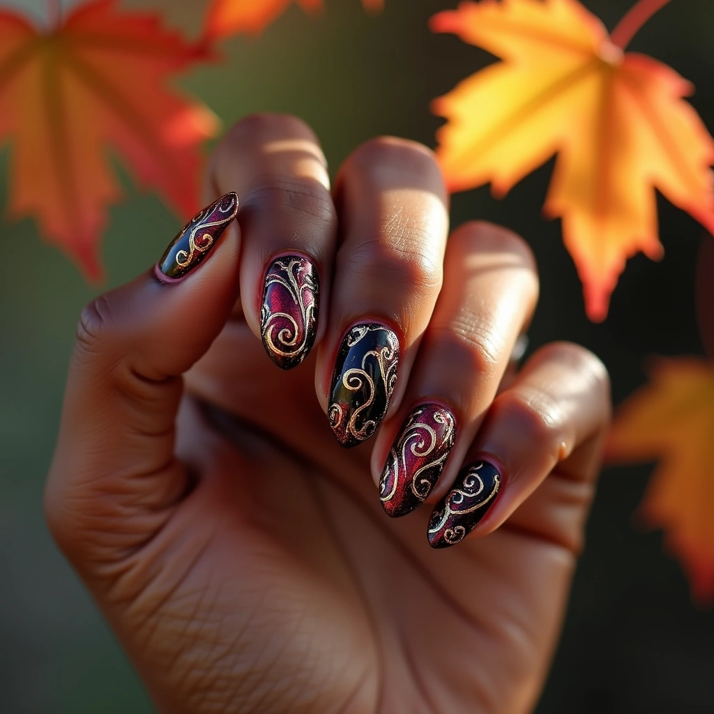 Black And Red Ombre Filigree