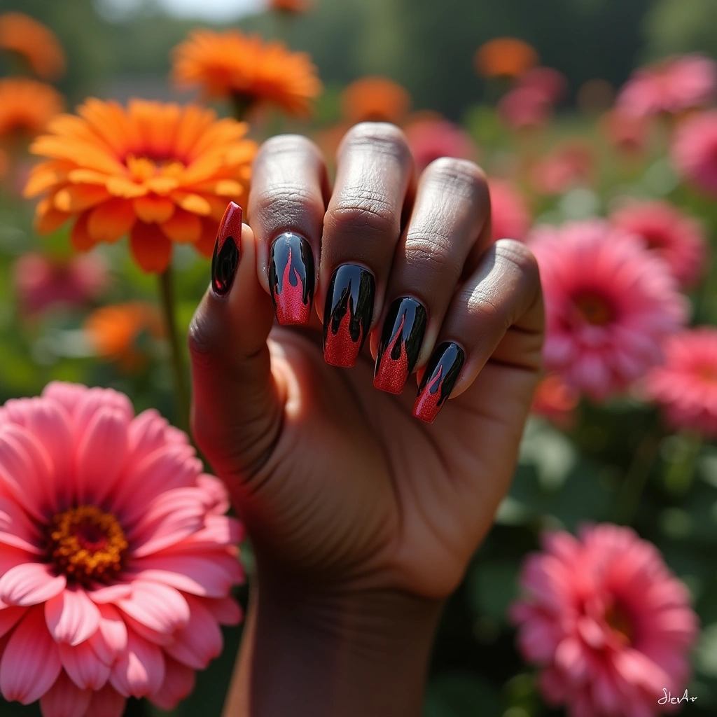 Black And Red Ombre Flames
