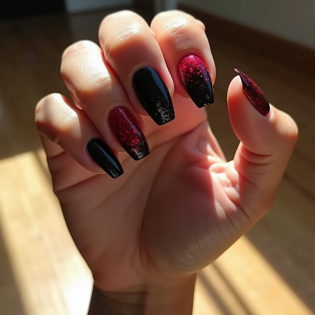 Black And Red Ombre Sparkle