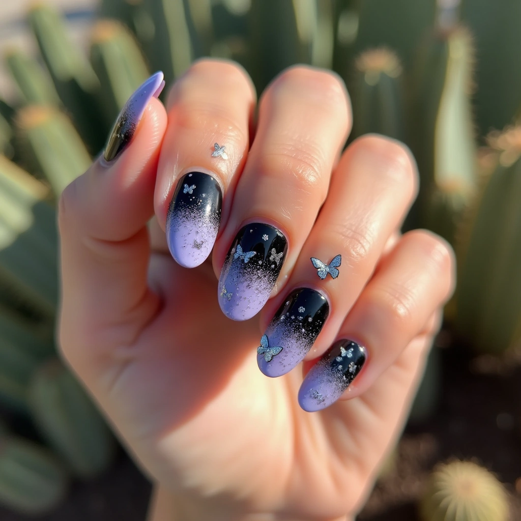 Black Glitter Butterflies