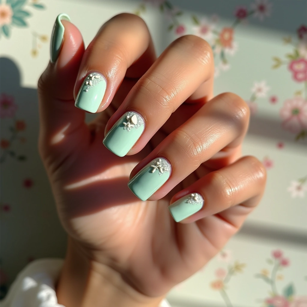 Mint Seashell Watercolor