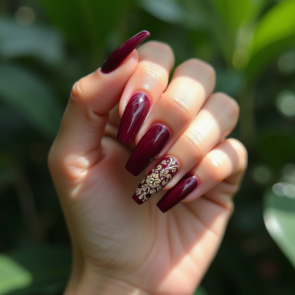 Elegant Burgundy French Coffin