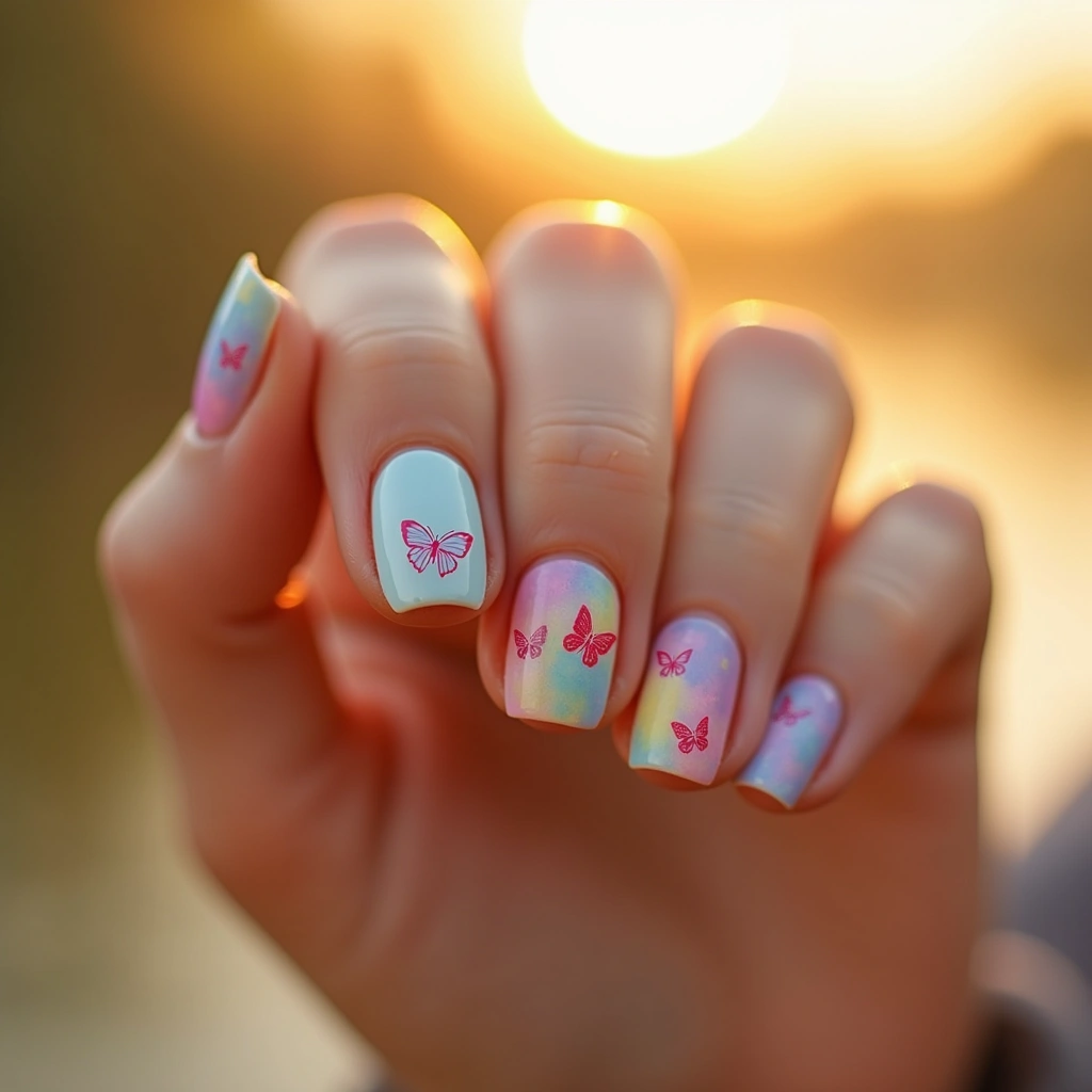 Playful Rainbow Butterfly Short