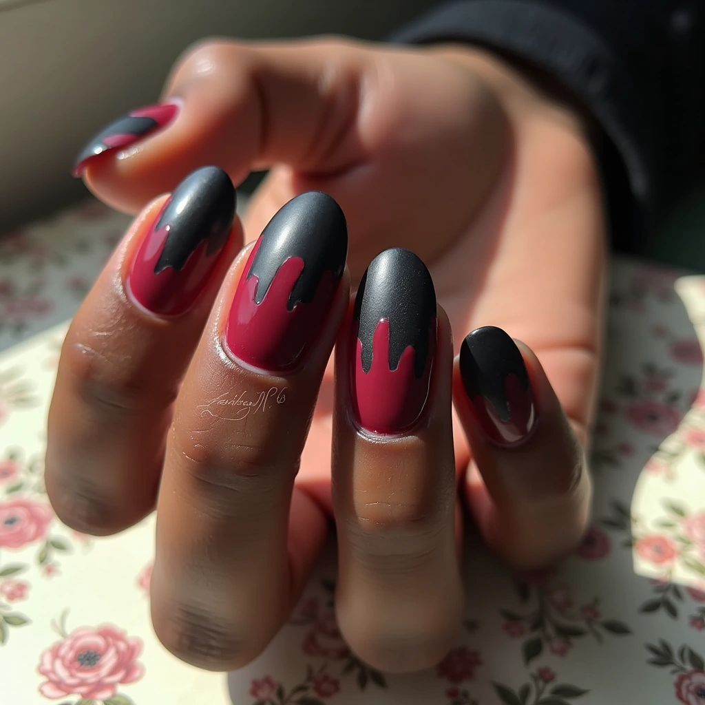 Black And Red Ombre Drip
