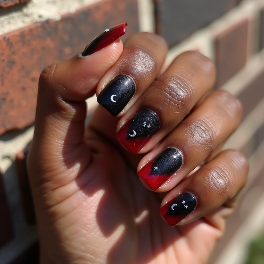 Black And Red Ombre Moons