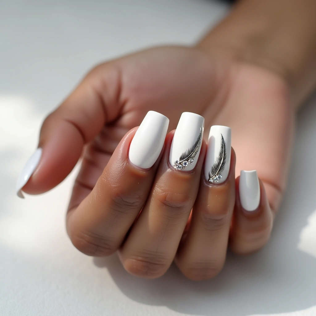 White With Diamond Feathers