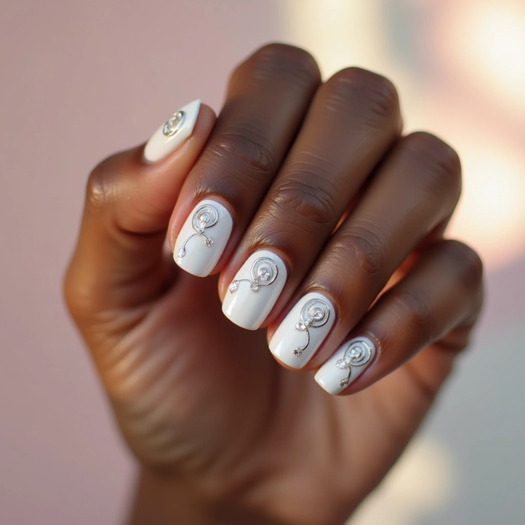 White With Diamond Swirls