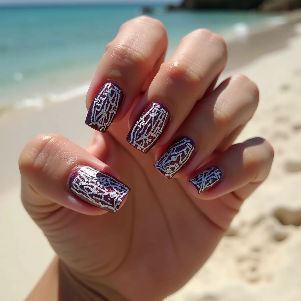 Contrasting Burgundy Chrome Lace