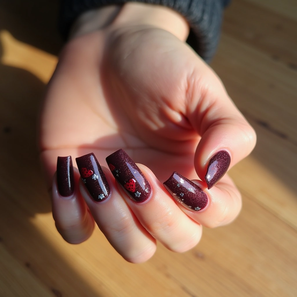 Burgundy Strawberry Stars