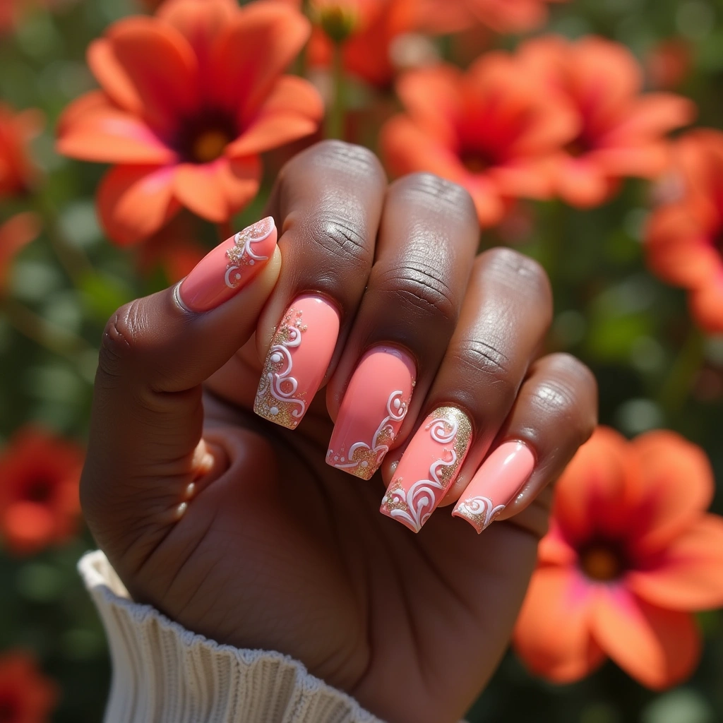 Glamorous Coral Pink Square