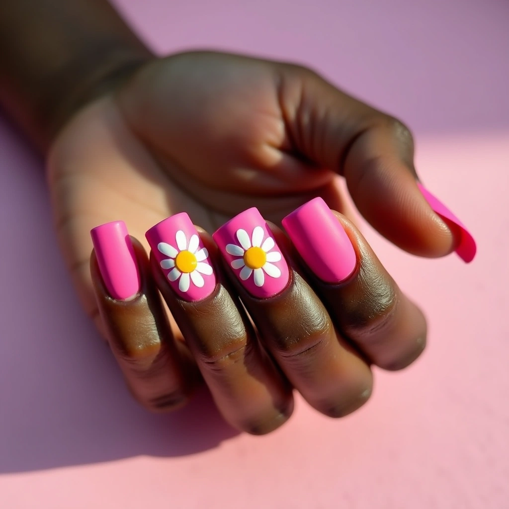 Hot Pink Square Daisies
