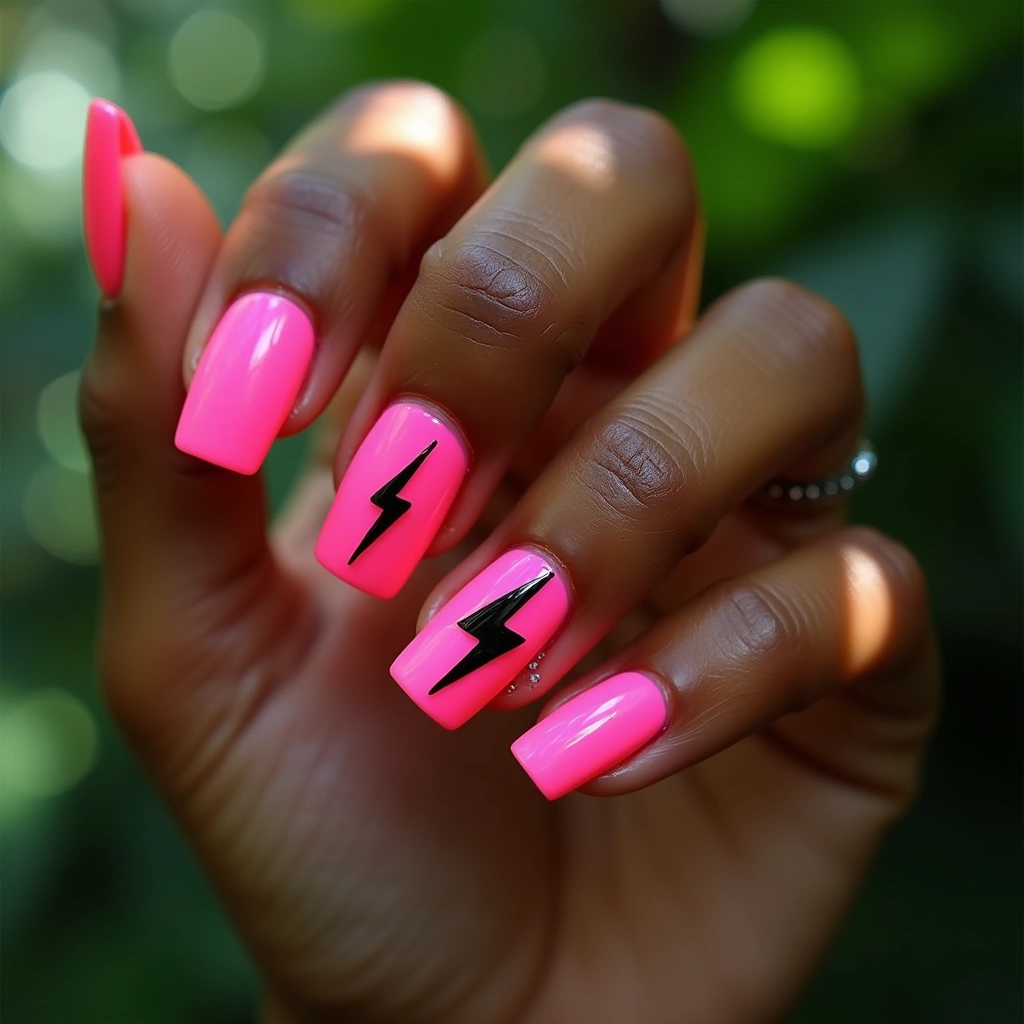 Edgy Neon Pink Square