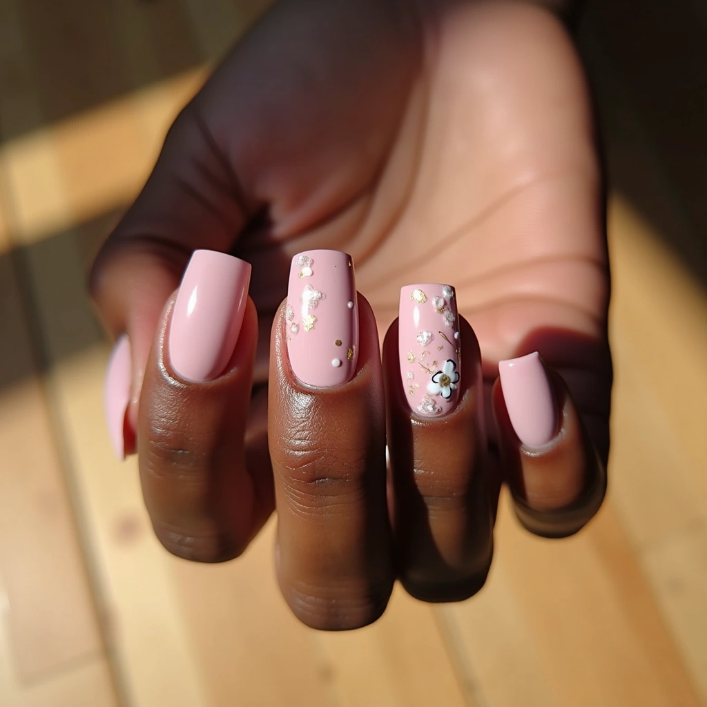 Satin Pink Square Florals