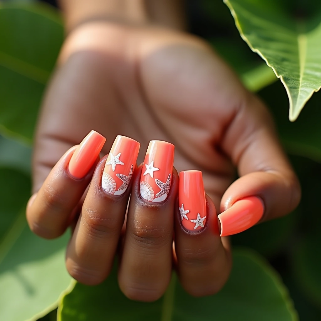 Beachy Coral Pink Square