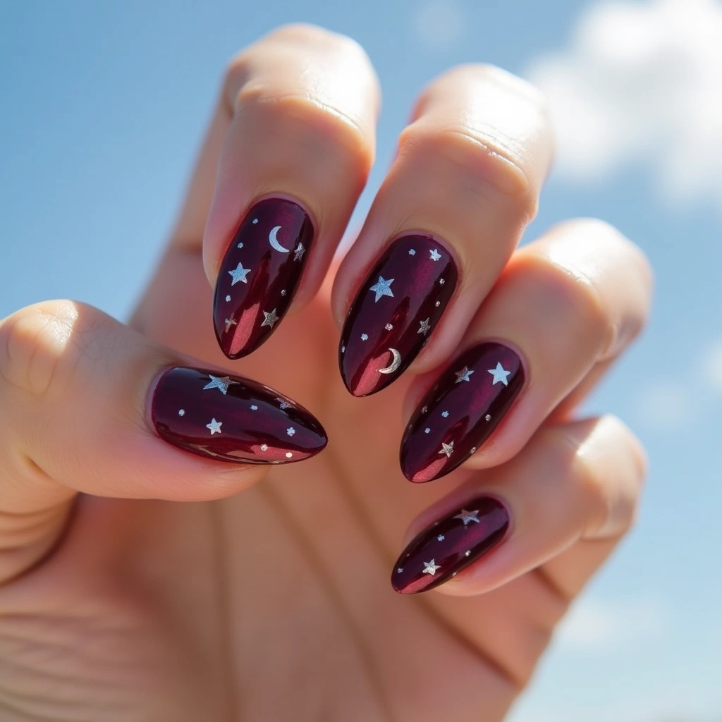 Celestial Burgundy Chrome Stars
