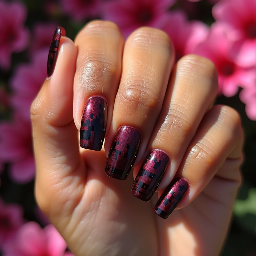 Playful Burgundy Chrome Checkerboard