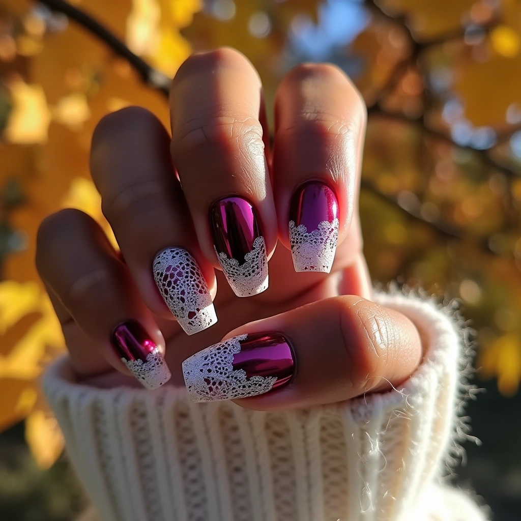Vintage Burgundy Chrome Lace