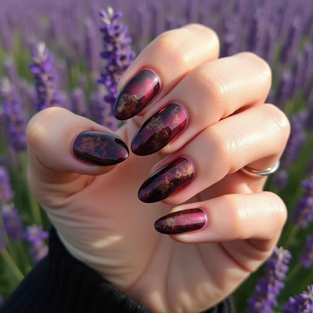 Dramatic Burgundy Chrome Swirls
