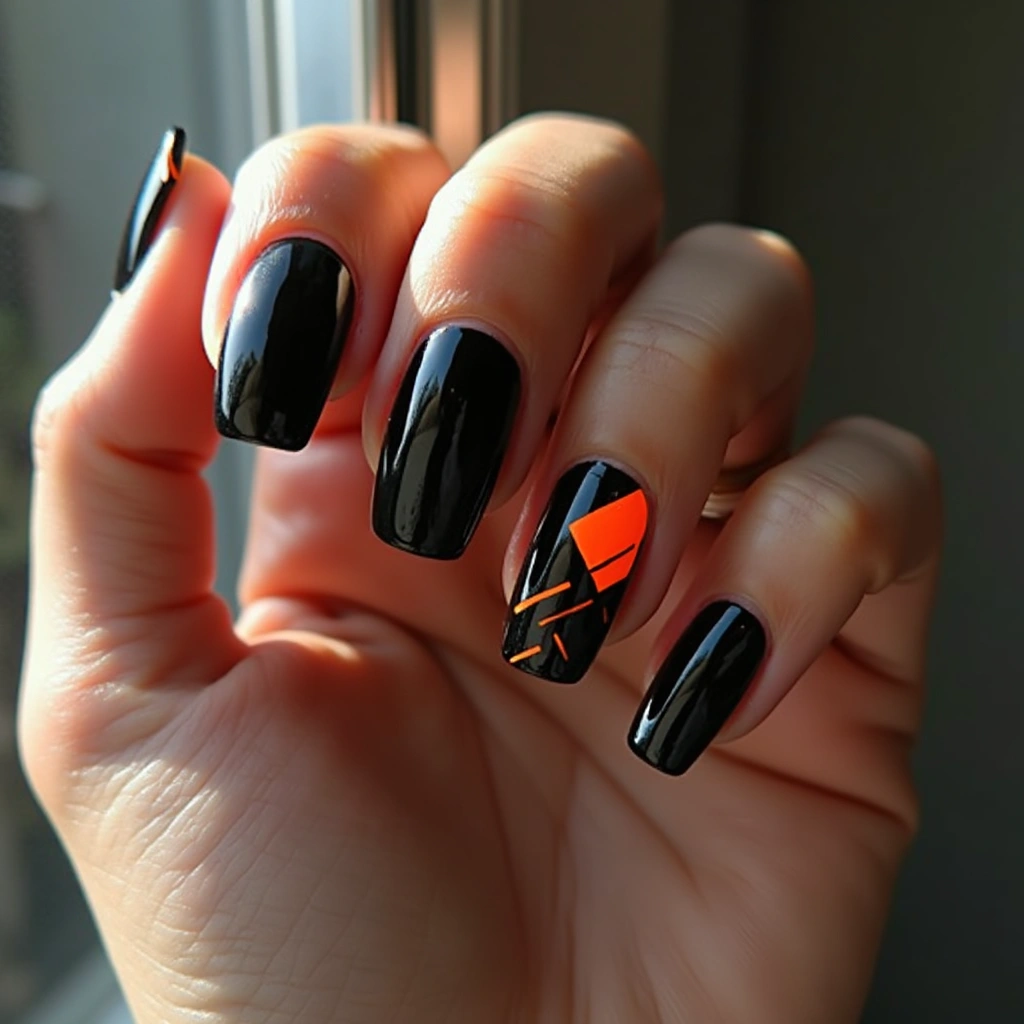 Geometric Orange And Black