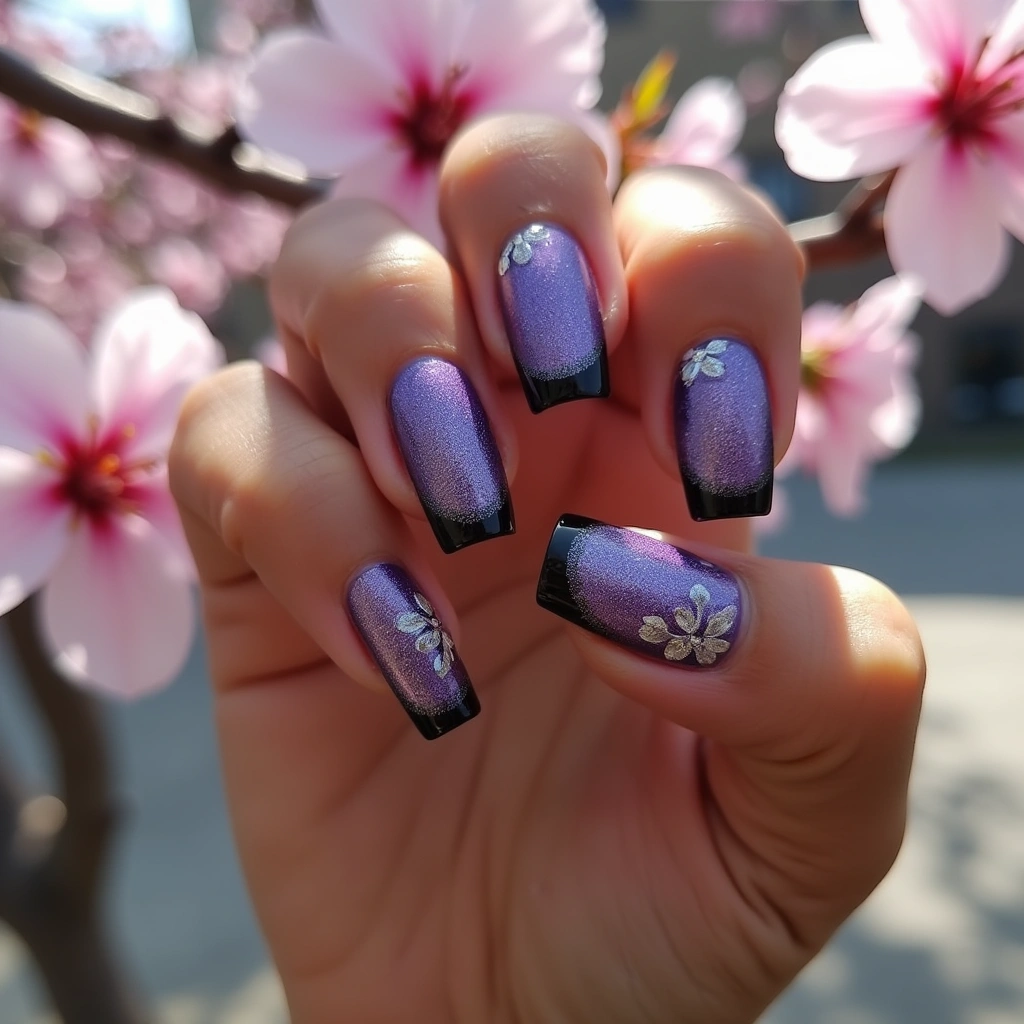Floral Black And Purple