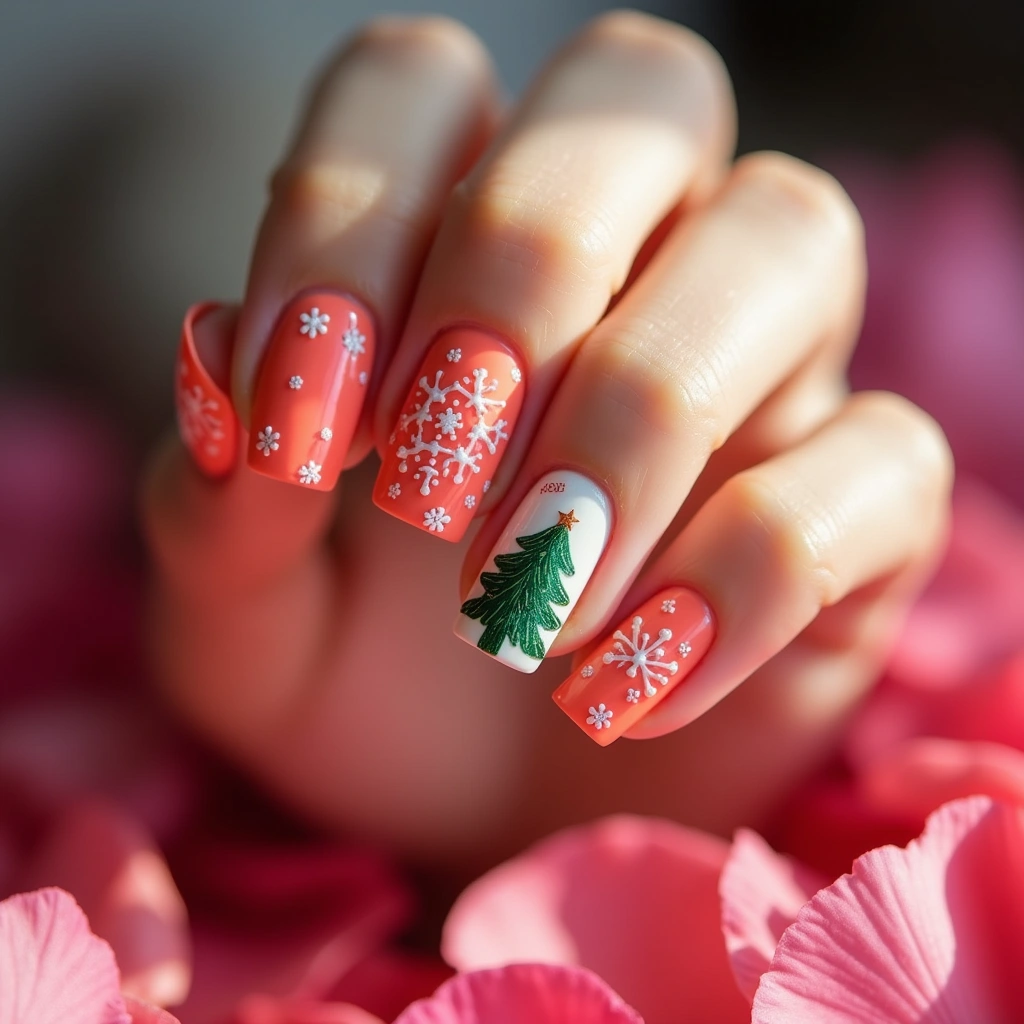 Cheerful Coral Christmas Tree