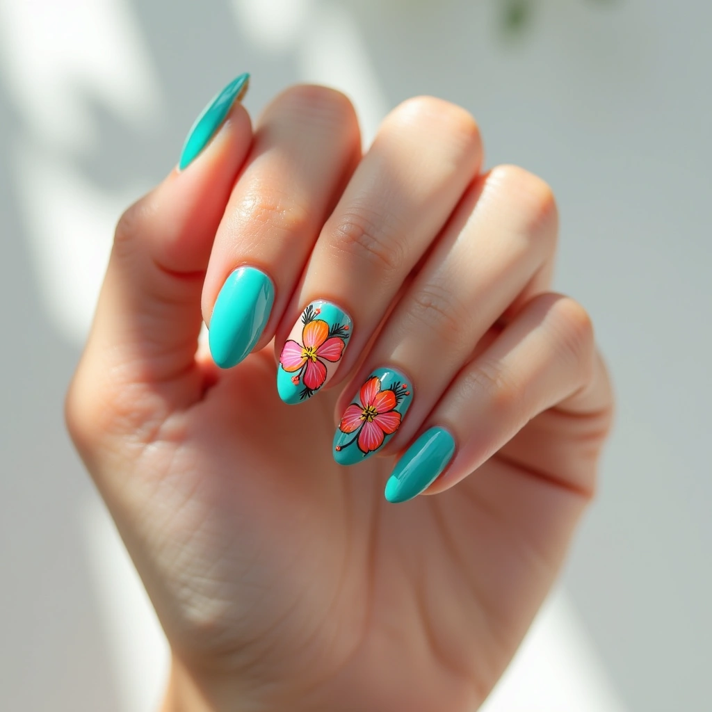 Turquoise Hibiscus Shine