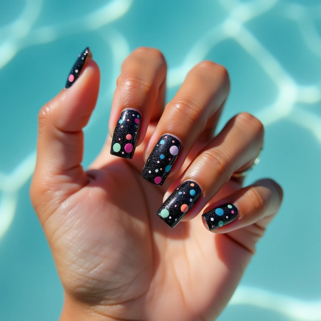 Black Glitter Polka