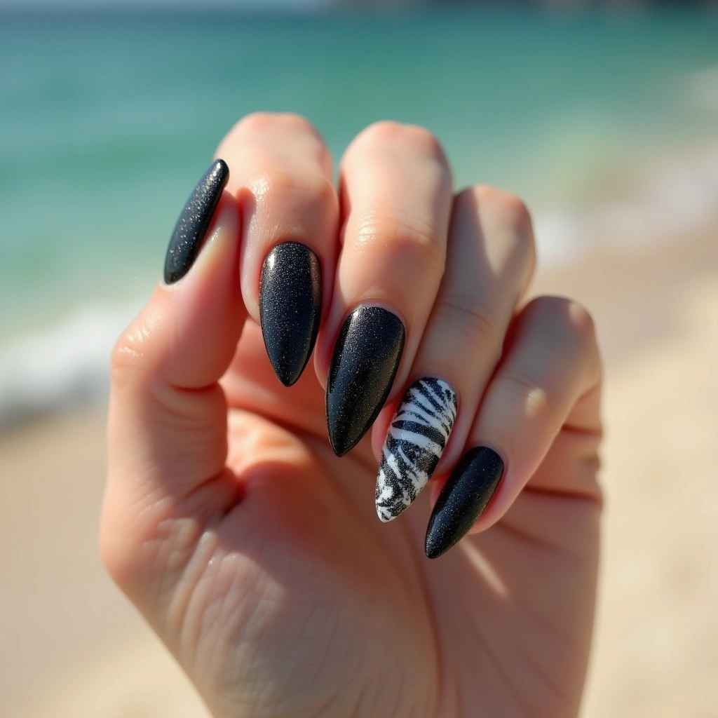 Black Glitter Marble