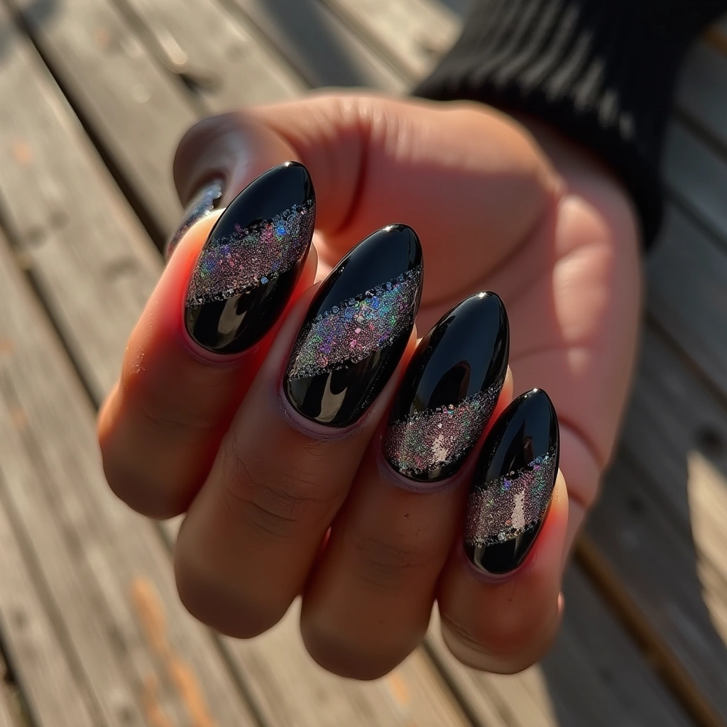 Black Glitter Stripe
